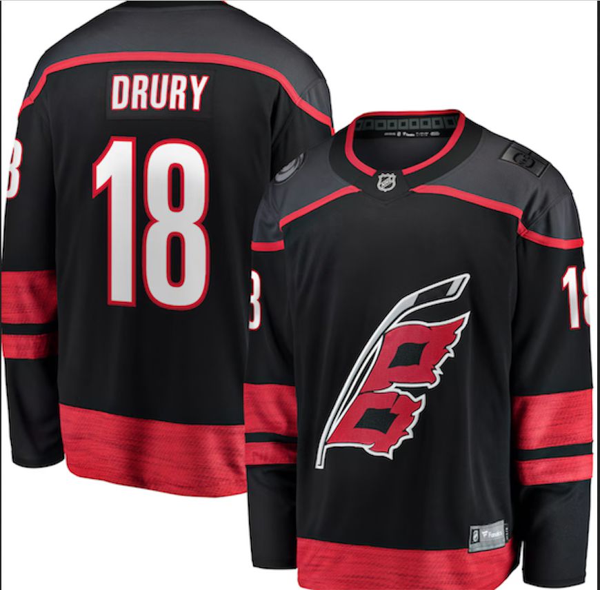 Men Carolina Hurricanes 18 Drury black 2024 NHL Adidas jersey